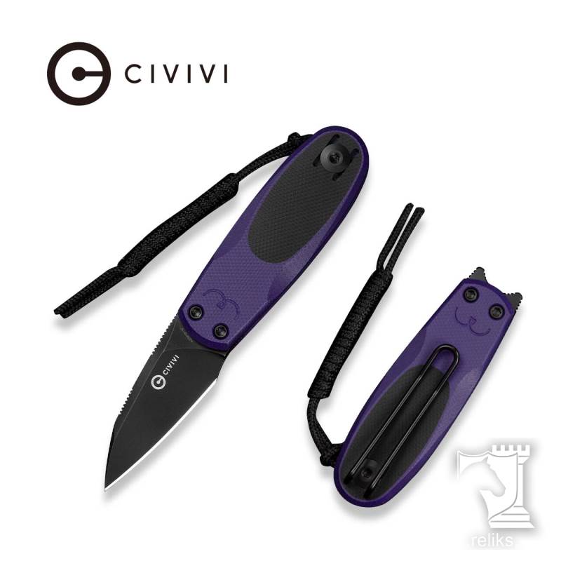 Purr Flipper & Slip Joint Knife Purple & Black G10 Handle