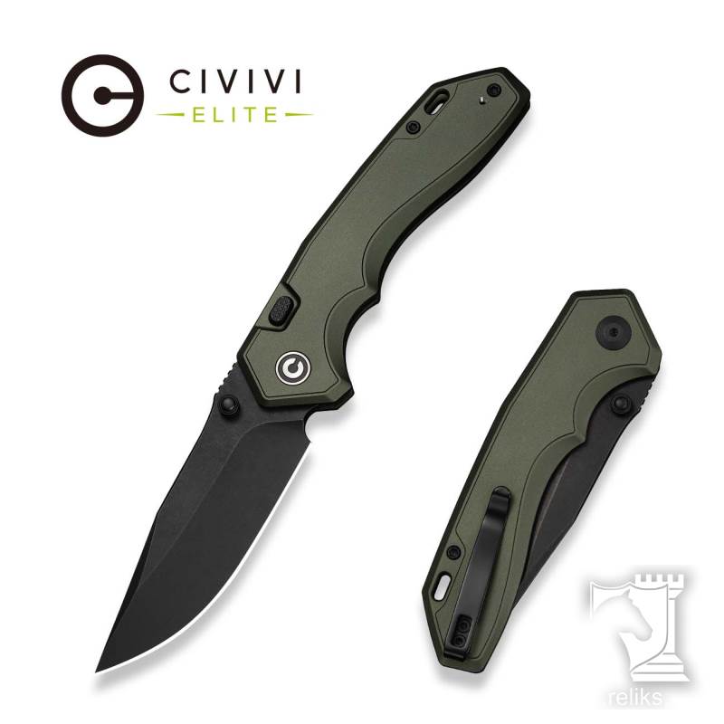 Brova Thumb Stud & Top Liner Lock Knife Forest Green Aluminum Handle 